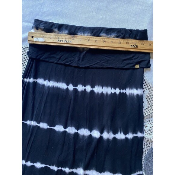 CALVIN KLEIN Maxi Skirt Tie Dye Stretch Pull-On Long Boho Womens M Black White - Picture 5 of 7